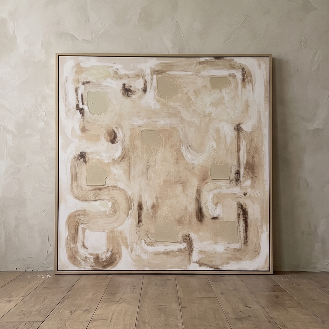 Ivory Labyrinth Textured Canvas