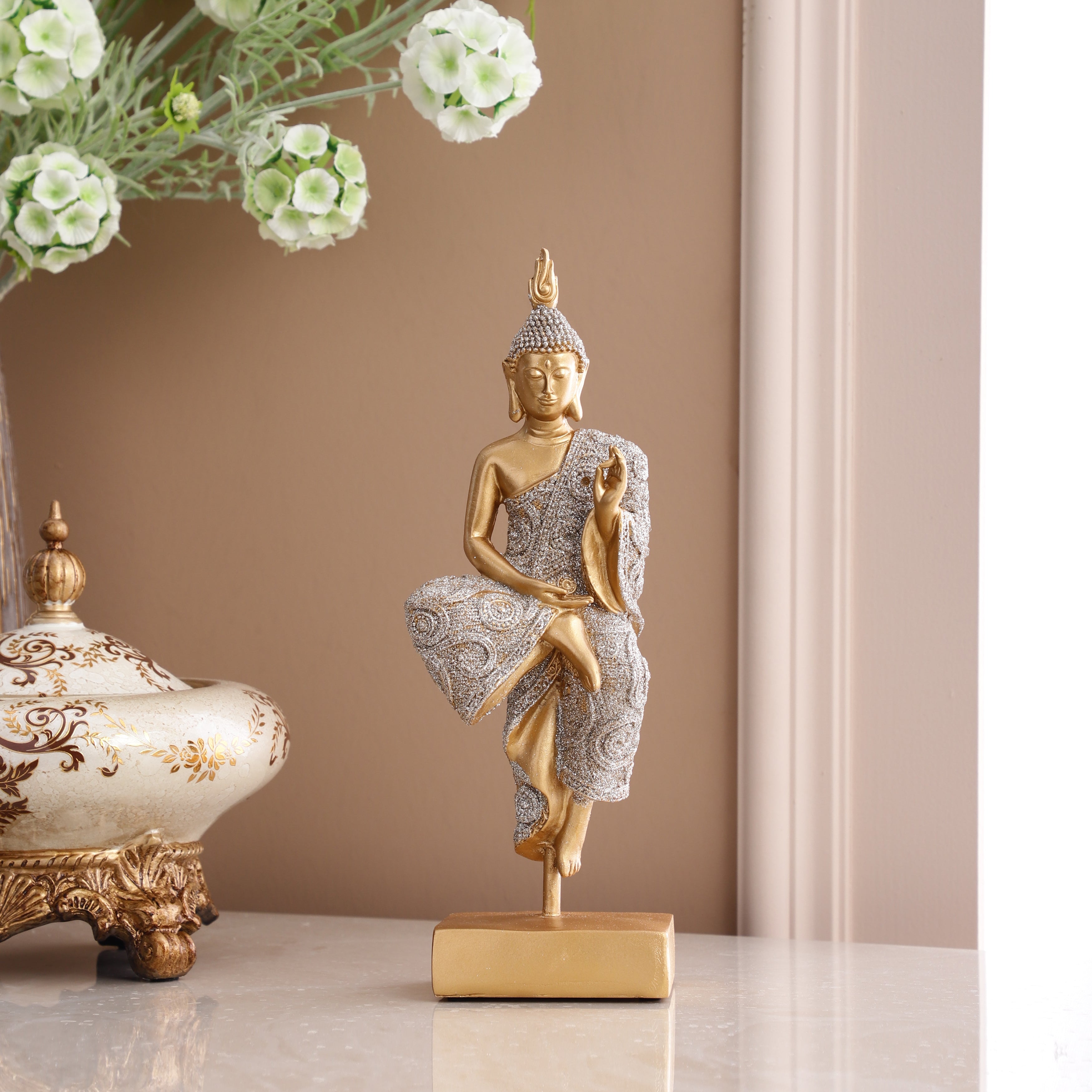 Shimmering Gold Seated Buddha