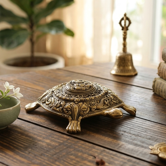Lord Ganesh Mounted Brass Turtle
