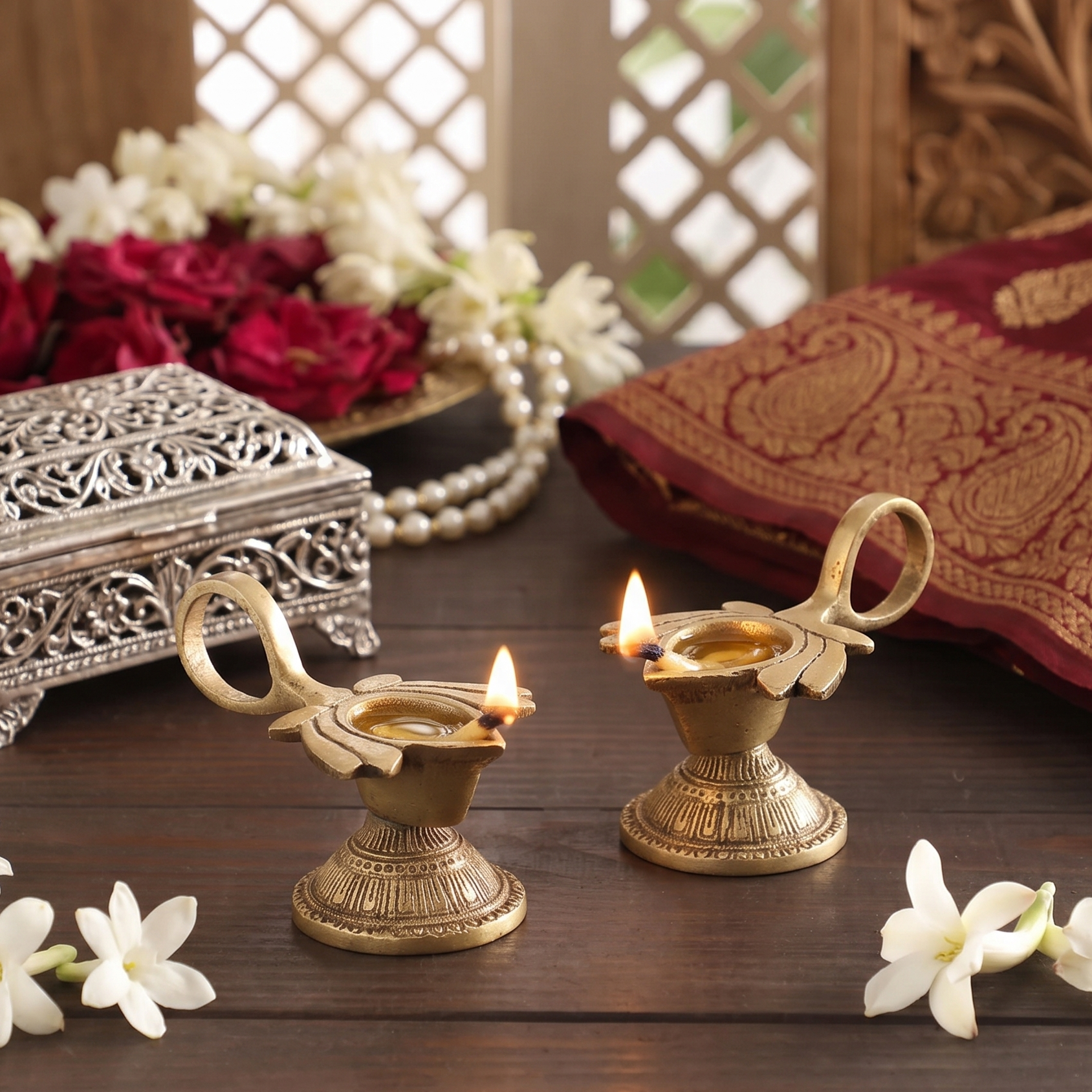 Lotus Handle Oil Lamp