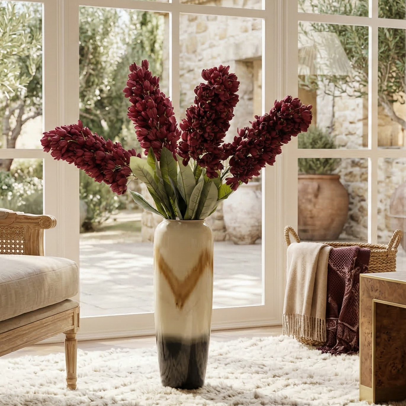 Mulberry Hyacinth Faux Flower Stick (Single)