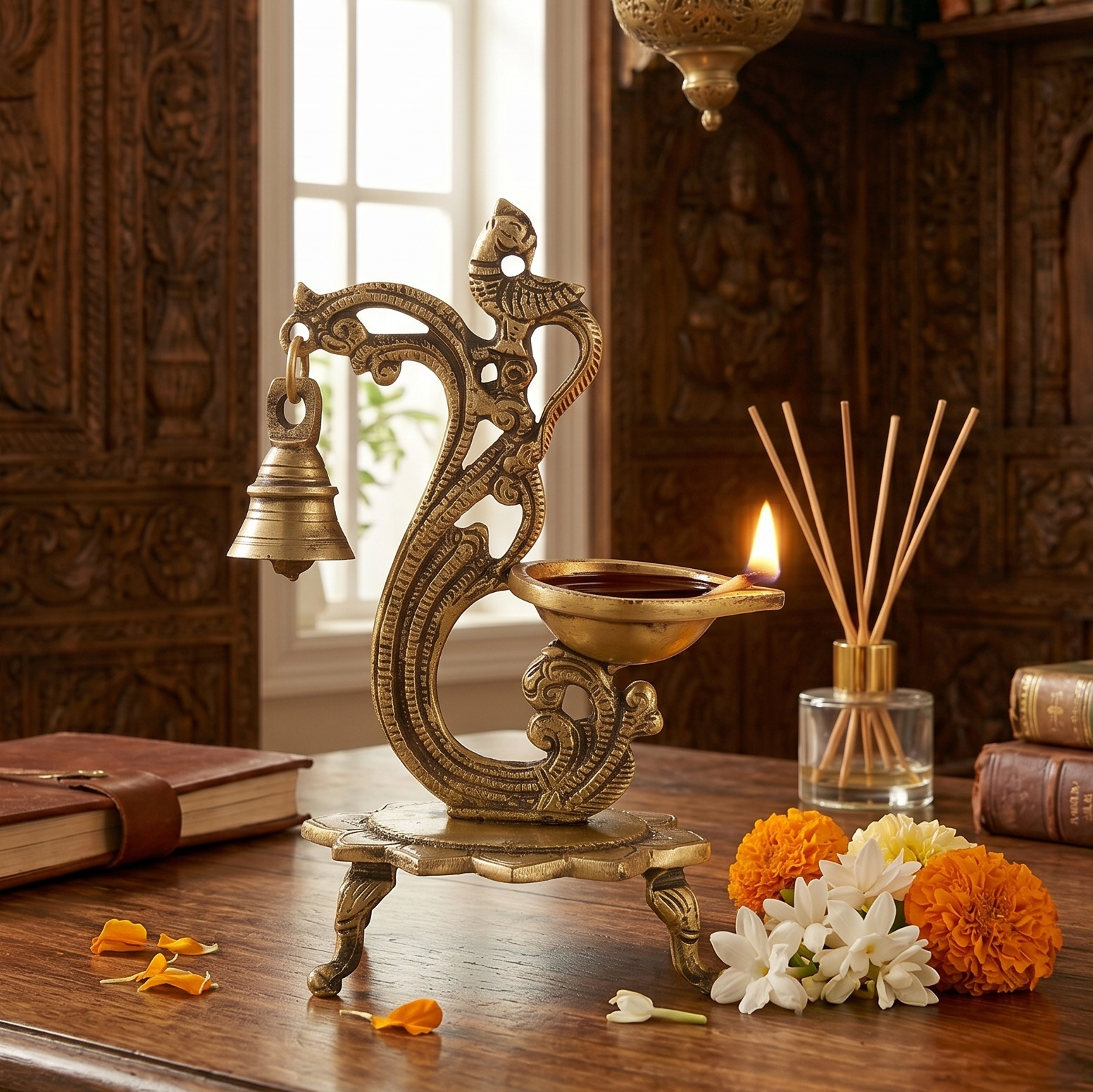 Parrot Lotus Oil Lamp