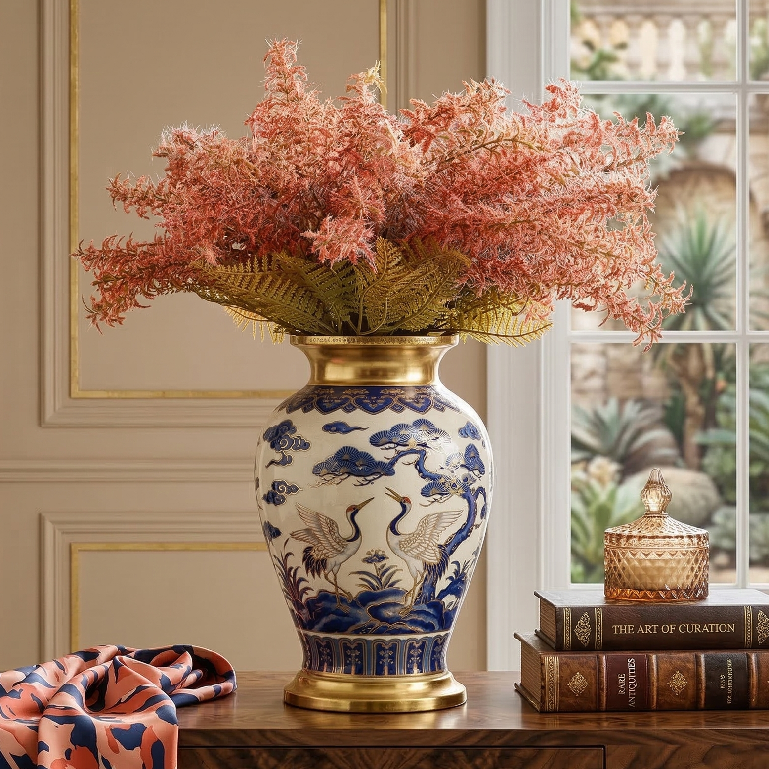 Peach Feather Fern Bunch (Single)