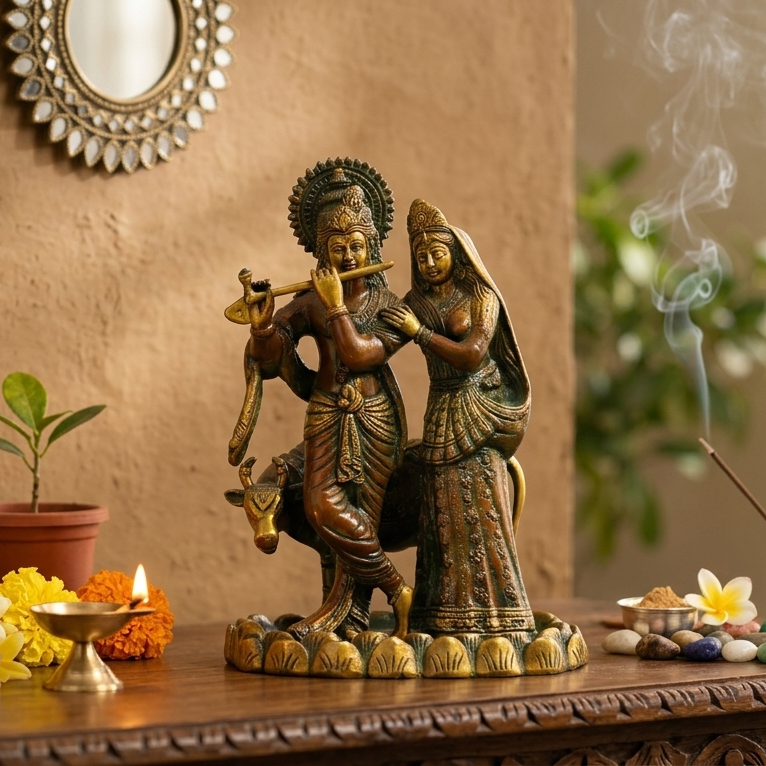 Radha-Krishna Brass Idol