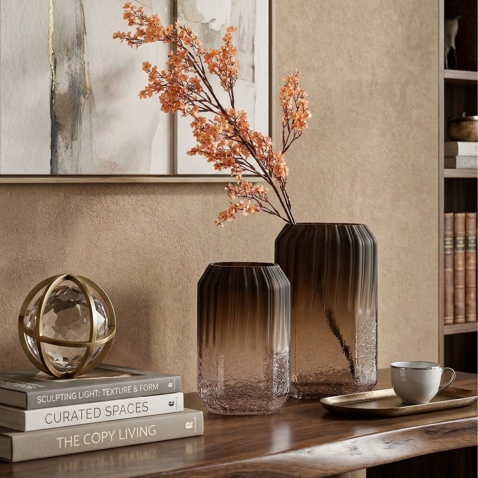 Rectangular Ombre Textured Glass Vase (Single)