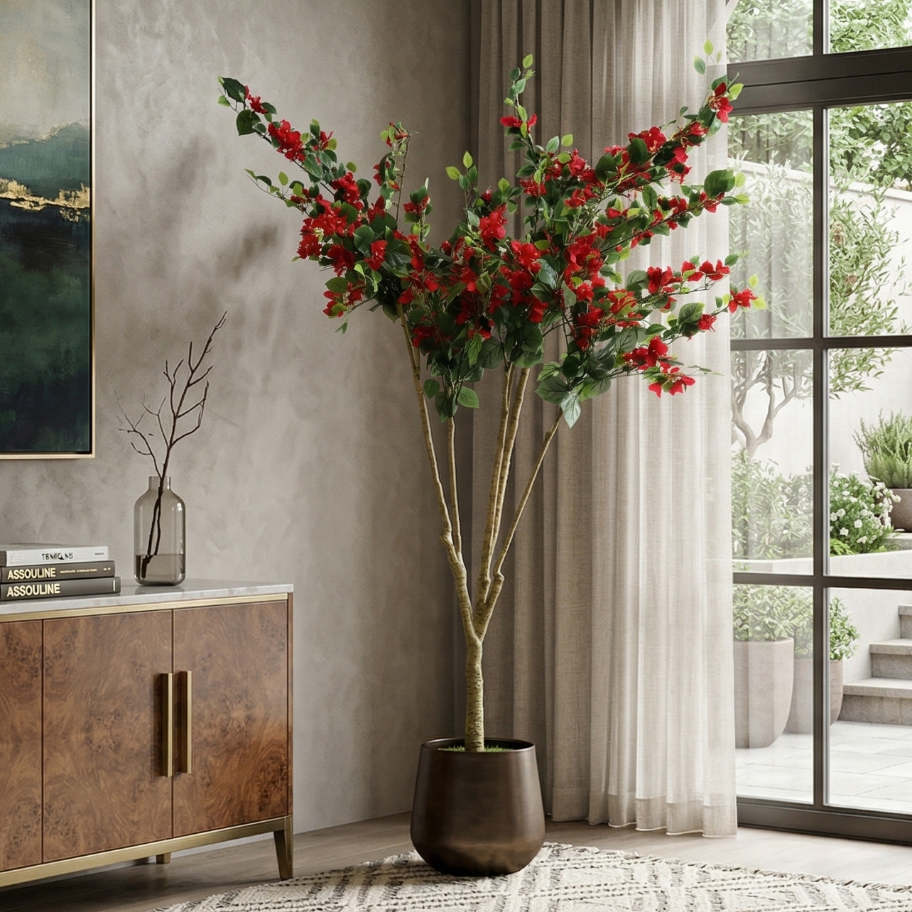 Red Bougainvillea Faux Plant