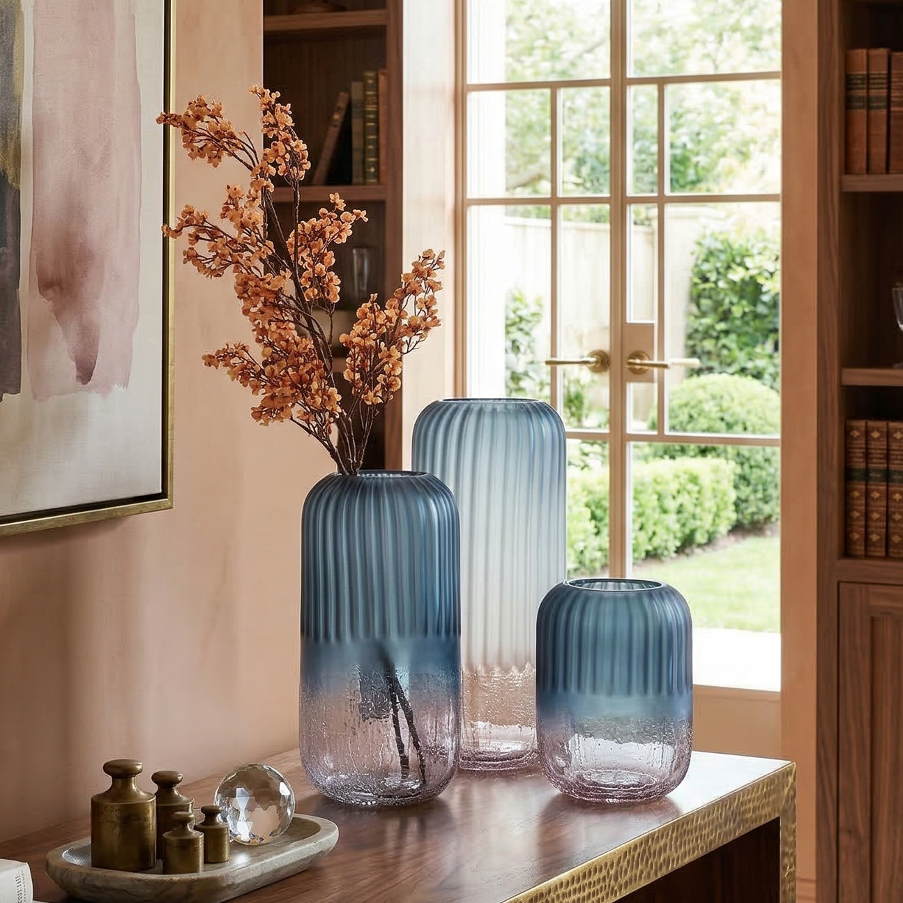 Ribbed Ombre Glass Vase (Single)