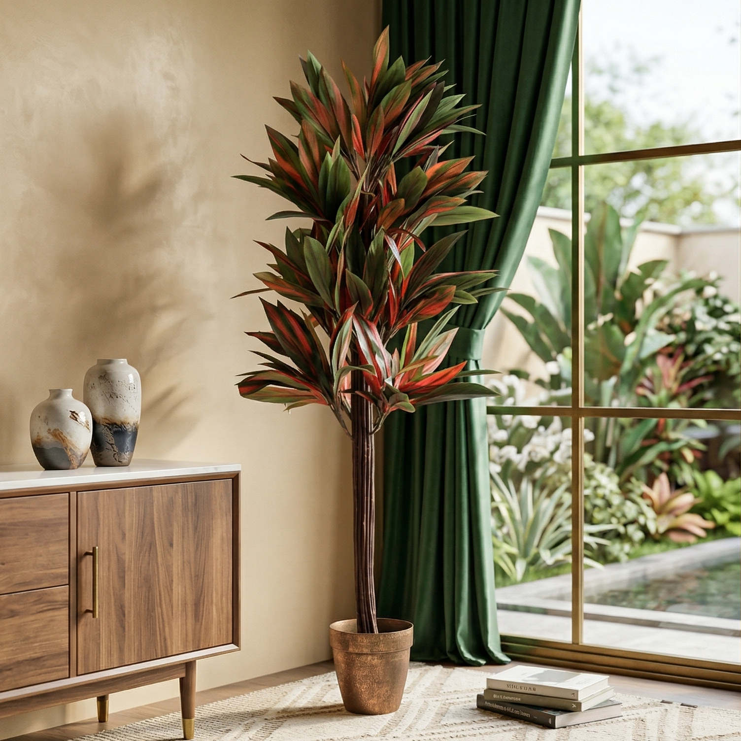 Ruby Red Dracaena Faux Plant (Tall)