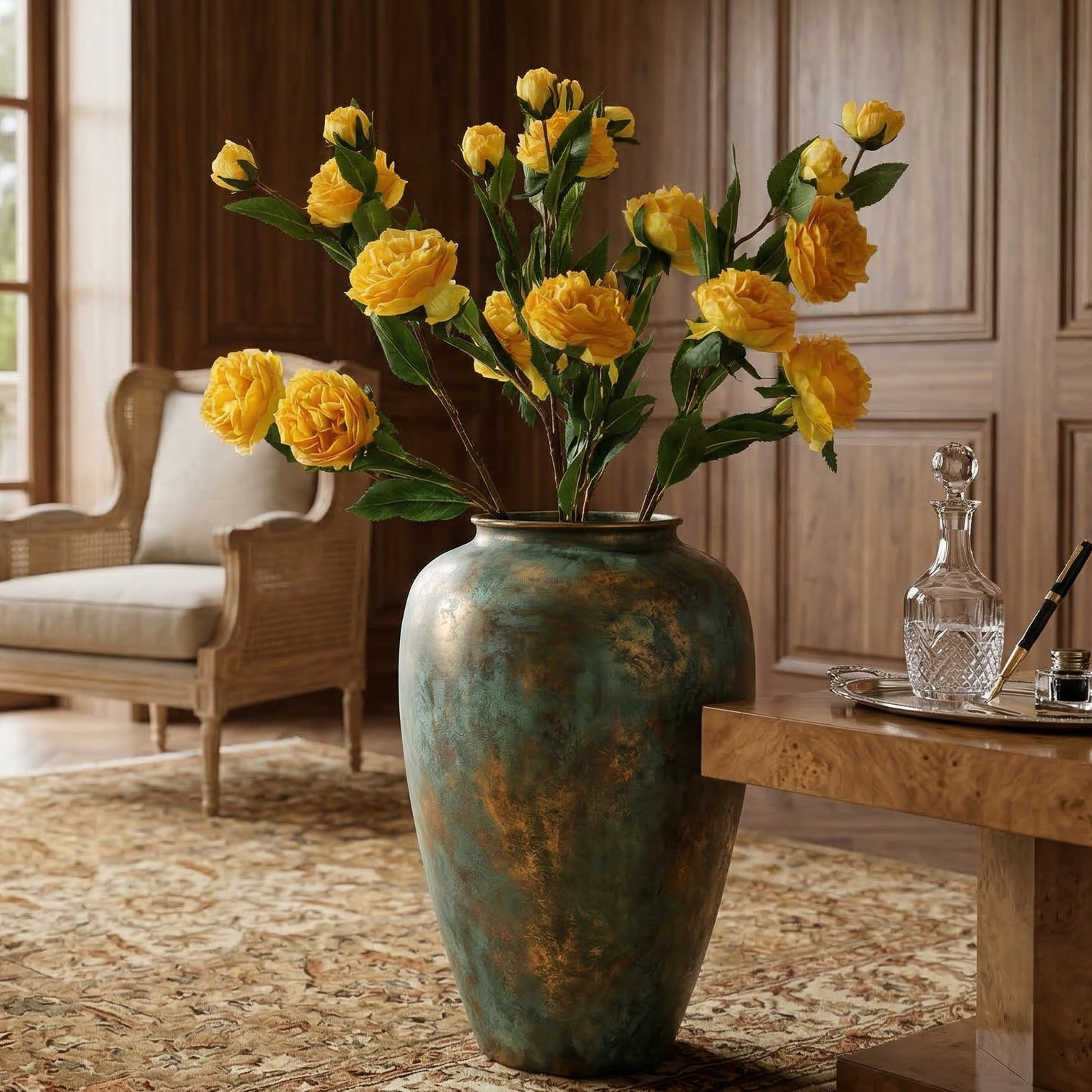 Sunshine Yellow Rose Faux Flower Stick (Single)