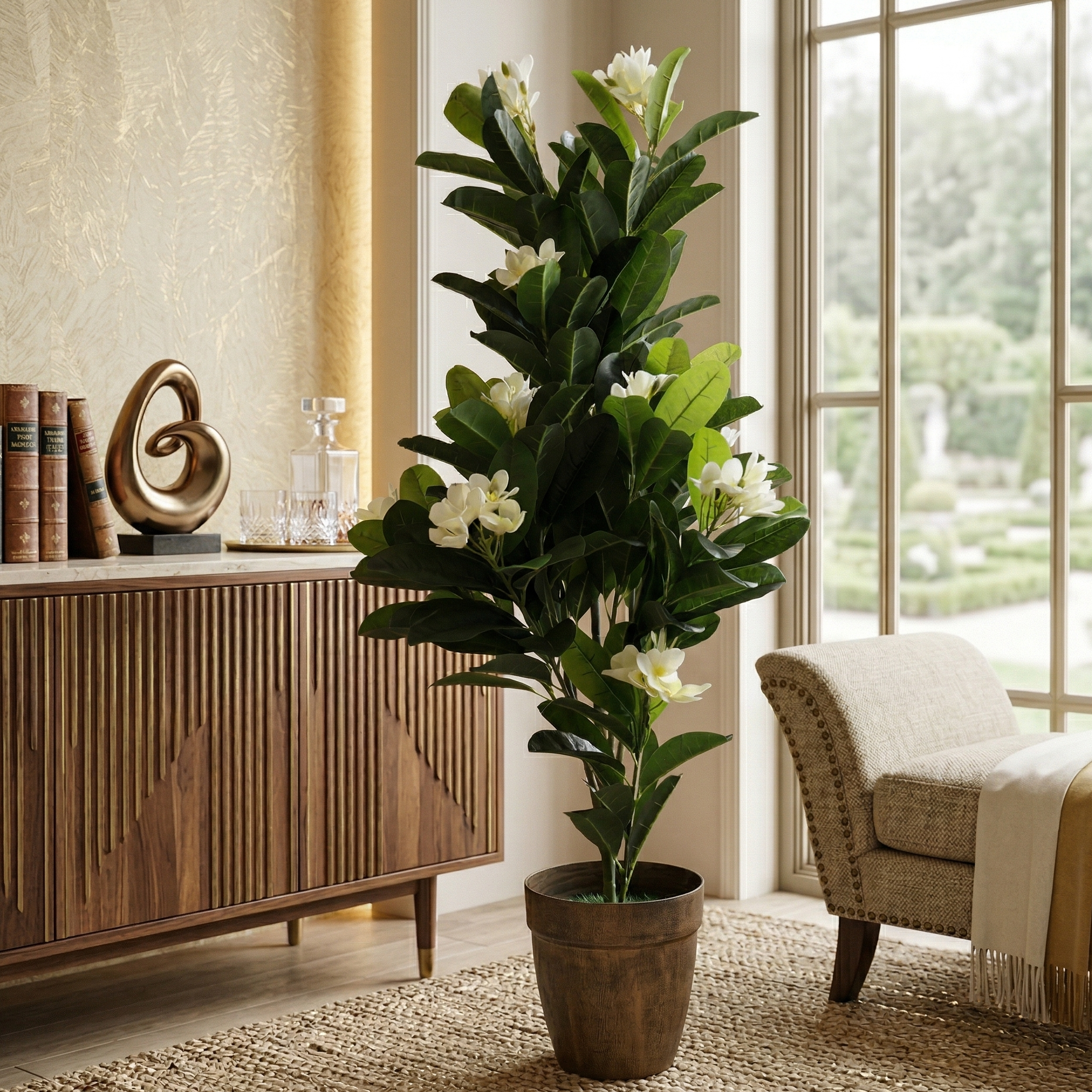 White Champa Faux Plant