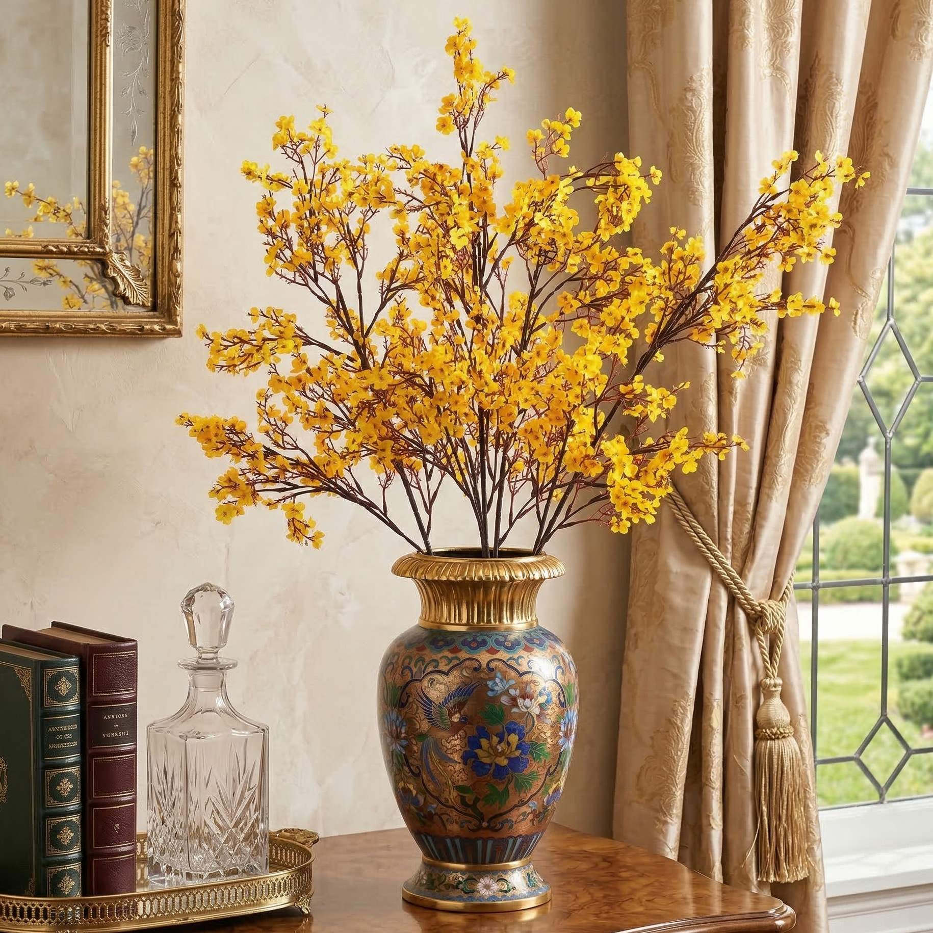 Yellow Gypsophila Faux Flower Stick (Single)