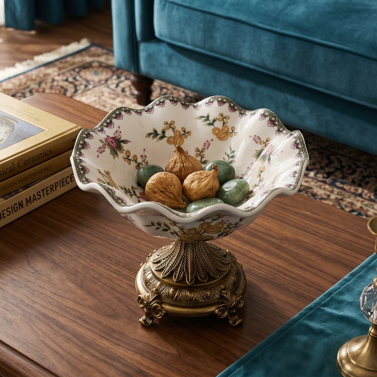 Yellow Regal Frill Bowl With Gold Base