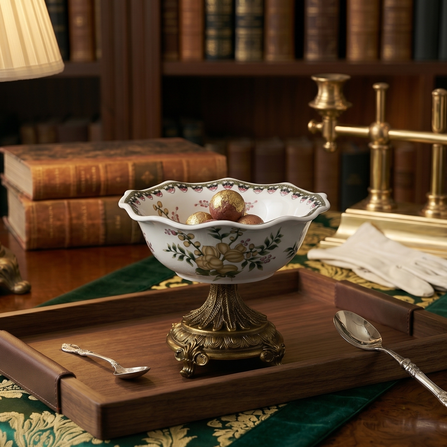 Yellow Round Ceramic Bowl With Gold Base