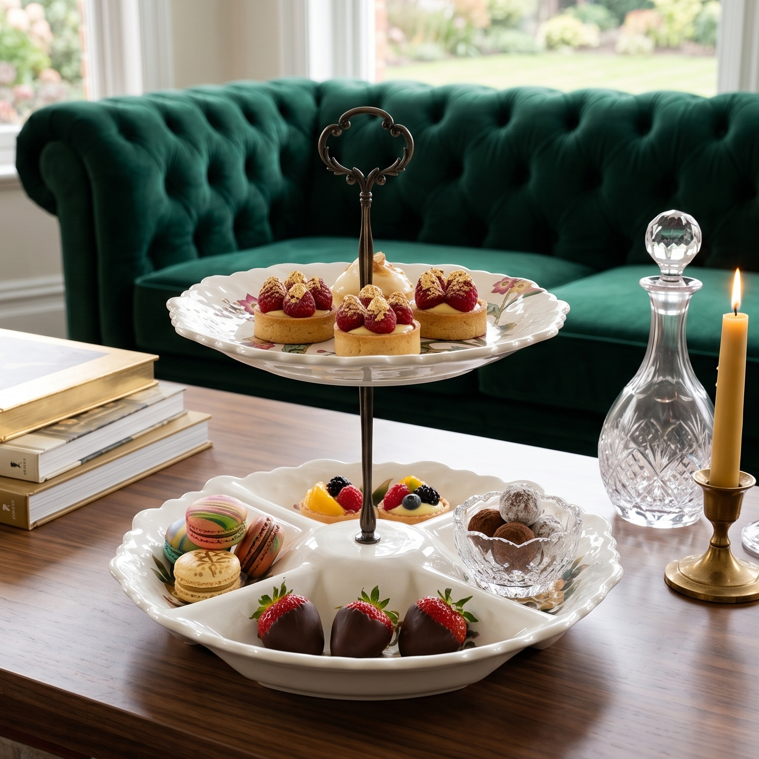 Yellow Two Tier Ceramic Dessert Stand