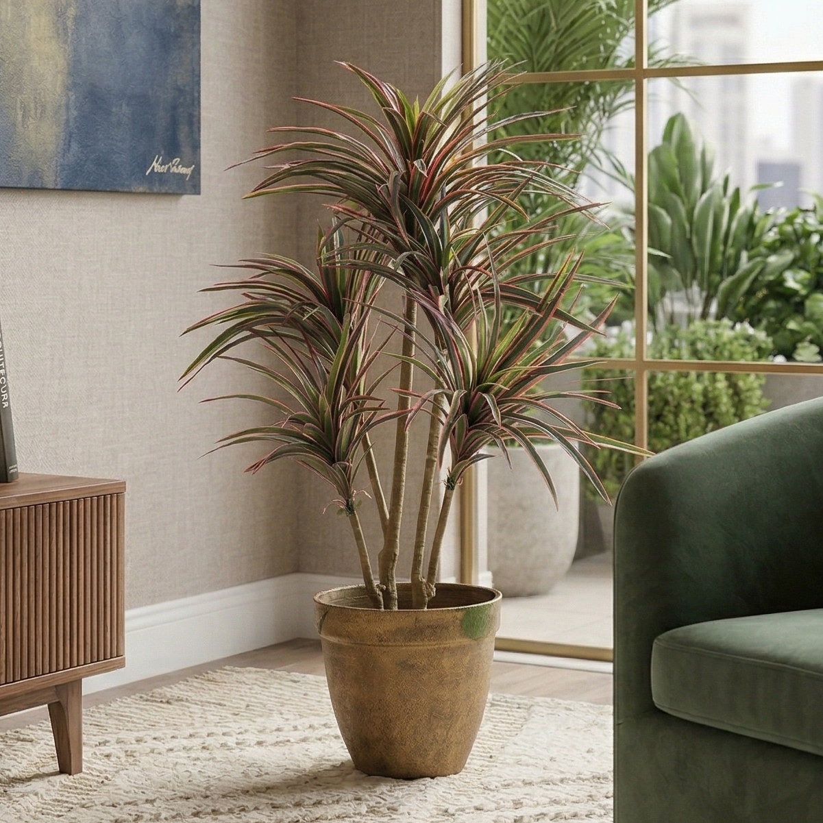 Yucca Faux Plant Red/Green