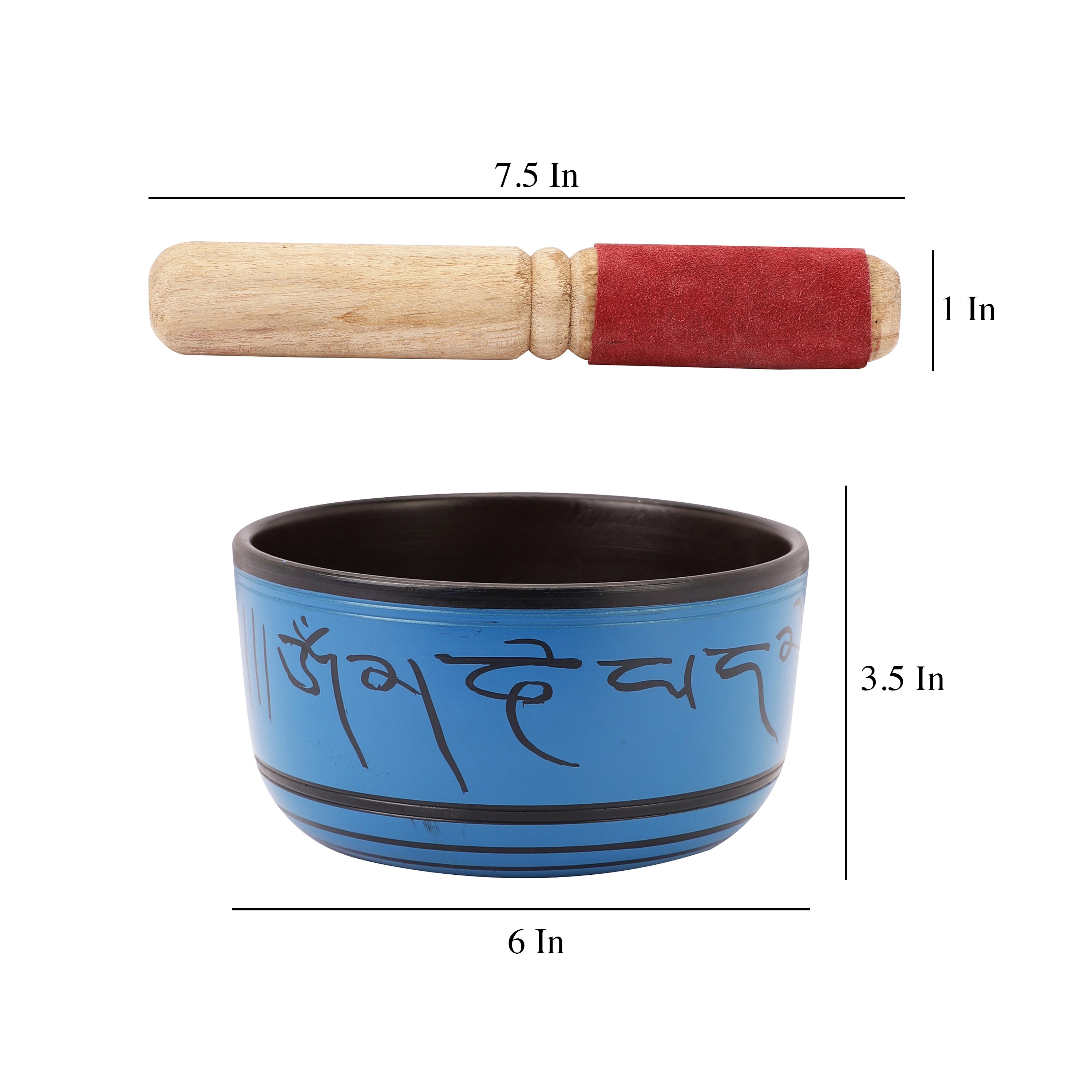 Blue Buddha Carving Tibetan Singing Bowl (with stick)