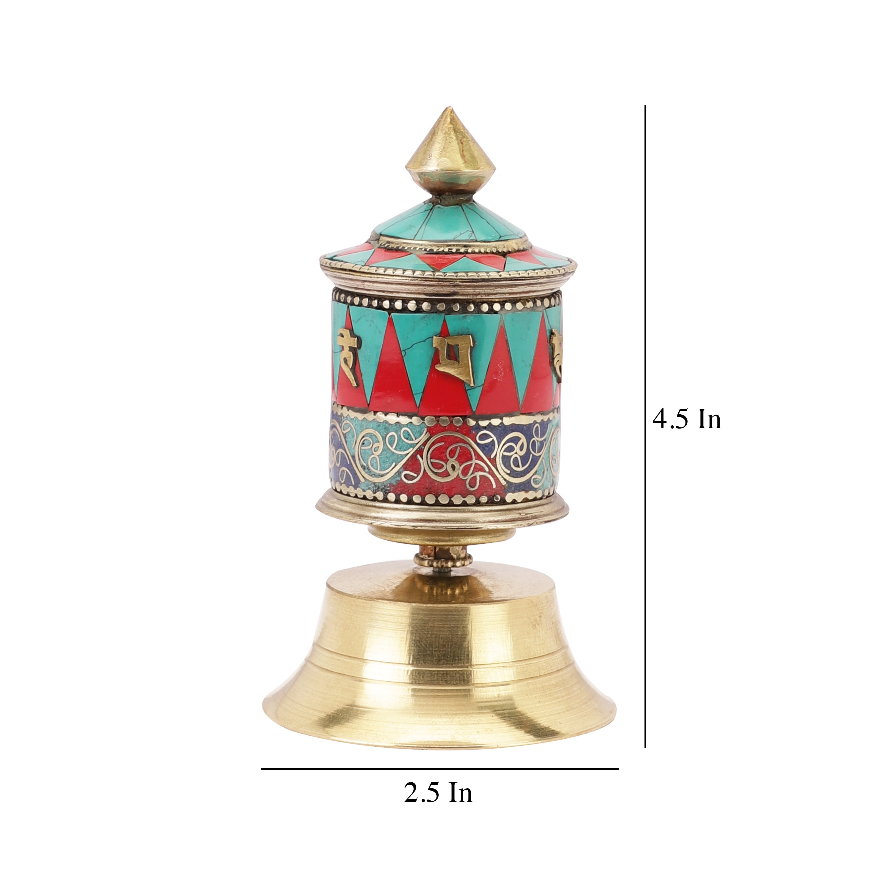 Blue Stone Buddhist Prayer Wheel (Table Top) (Multicolour)