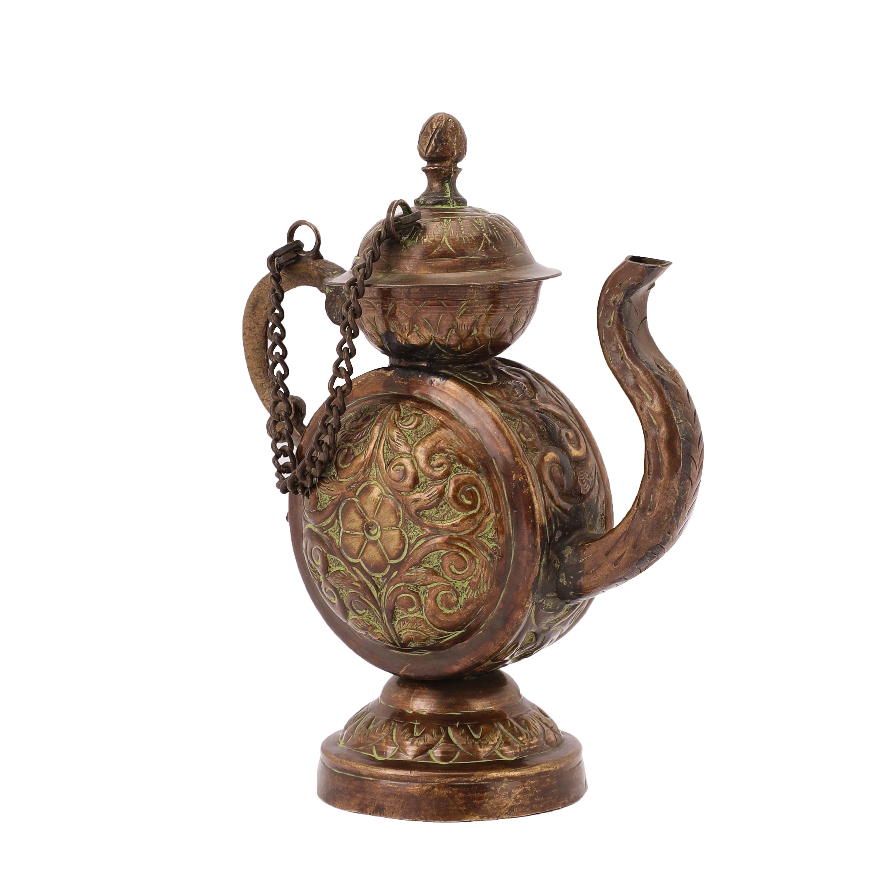 Handcarved Decorative Brass Kettle