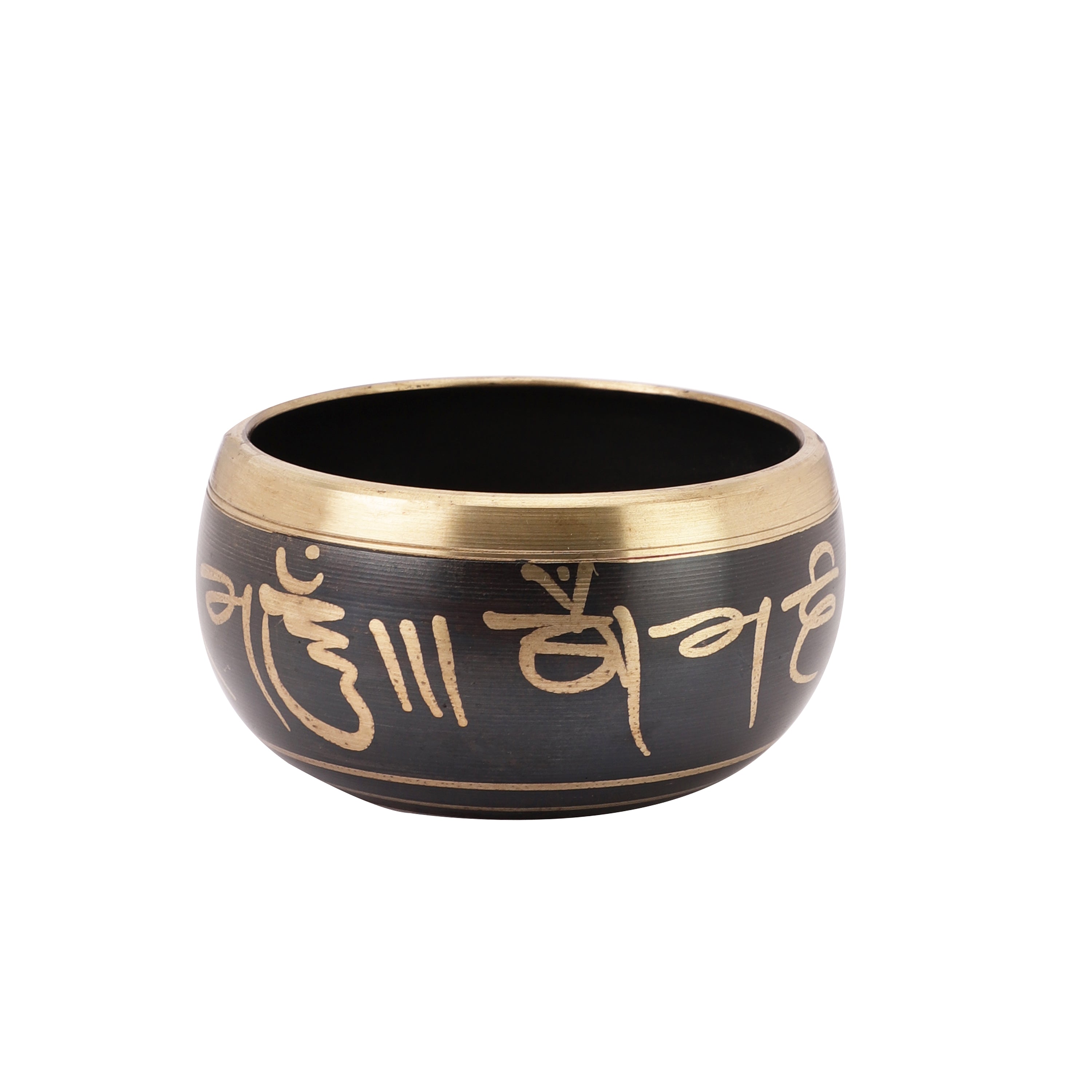 Buddha Carving Black Tibetan Singing Bowl (with stick)