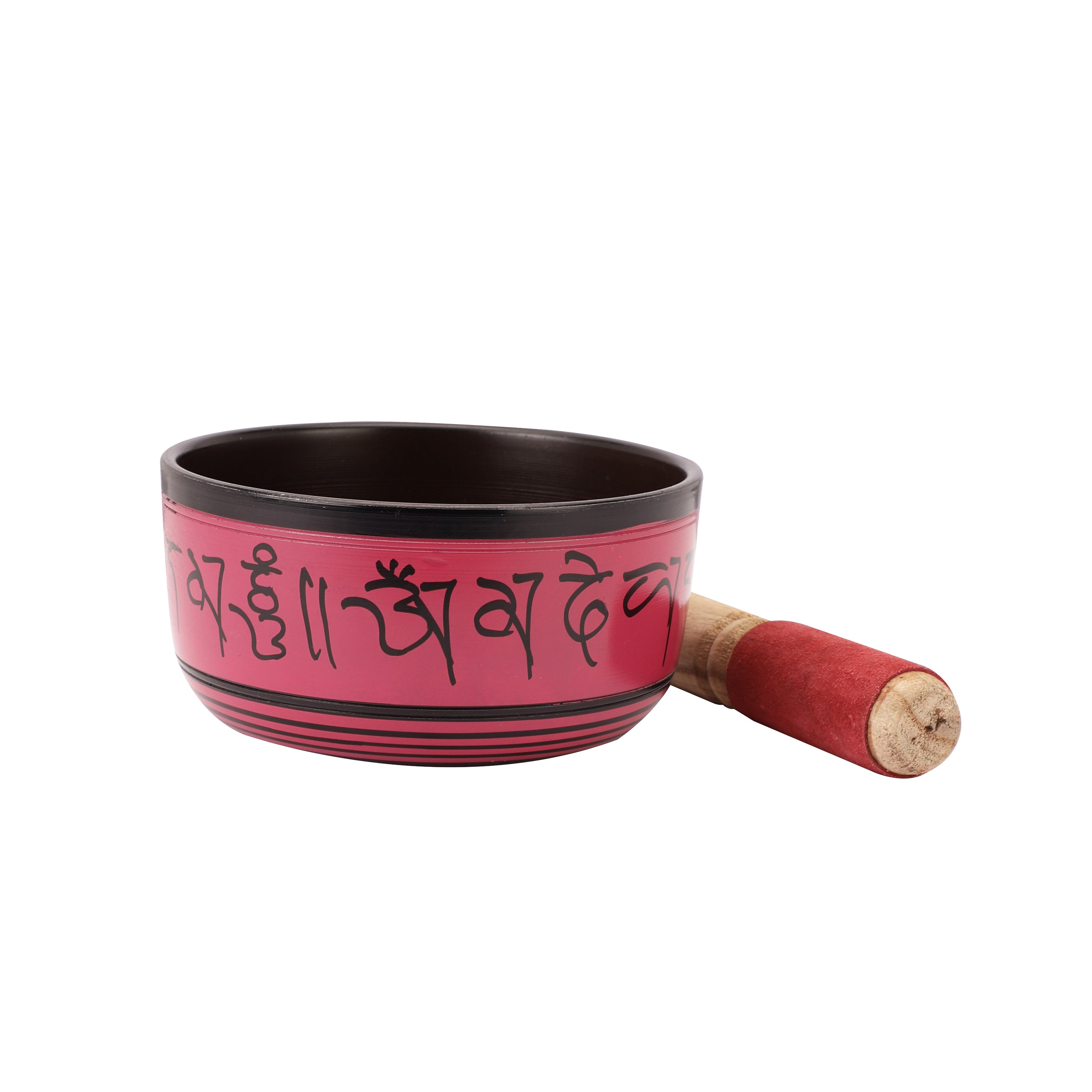 Pink Dorje Carving Buddhist Tibetan Singing Bowl (with stick)