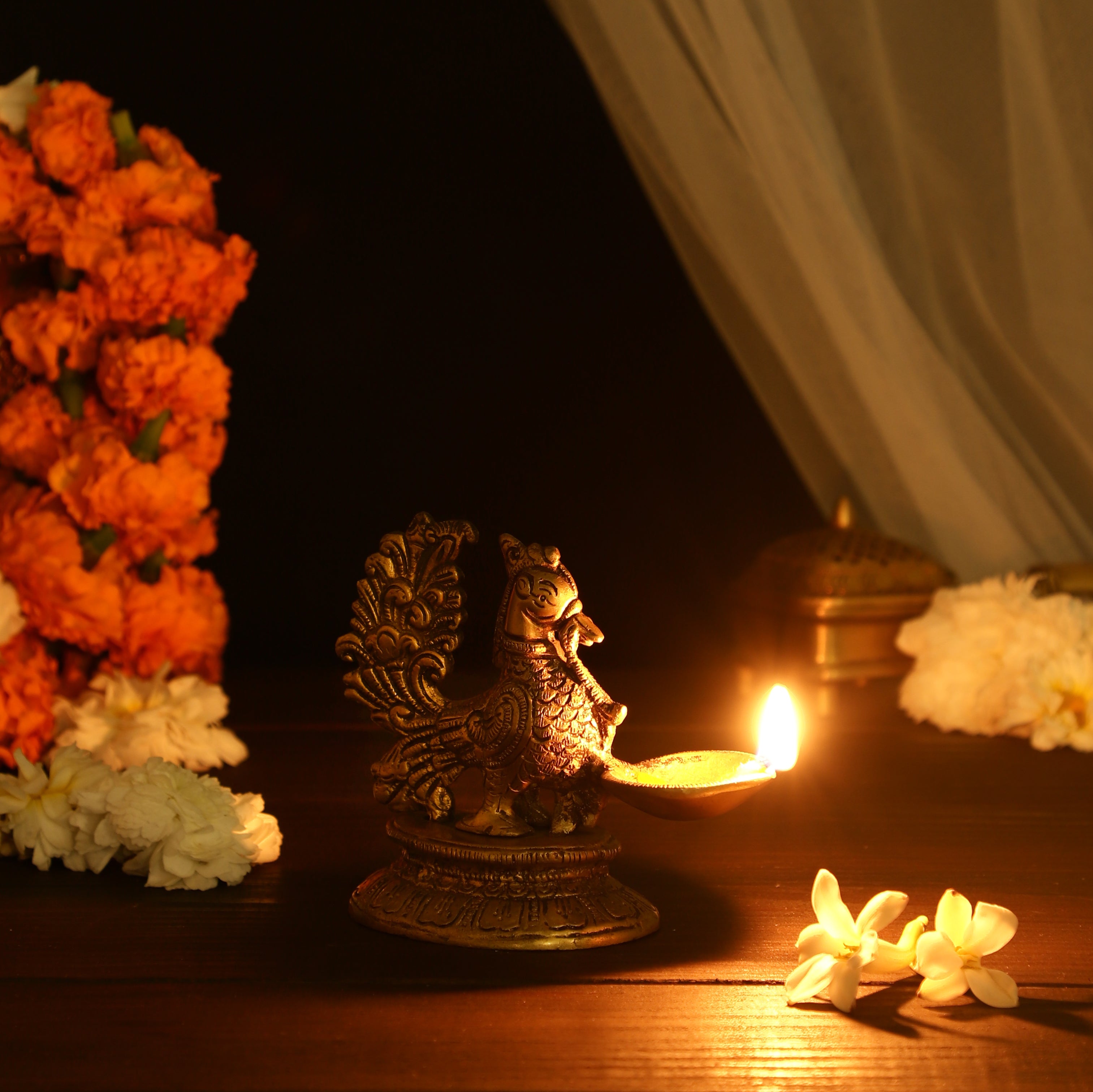 Peacock Oil Lamp